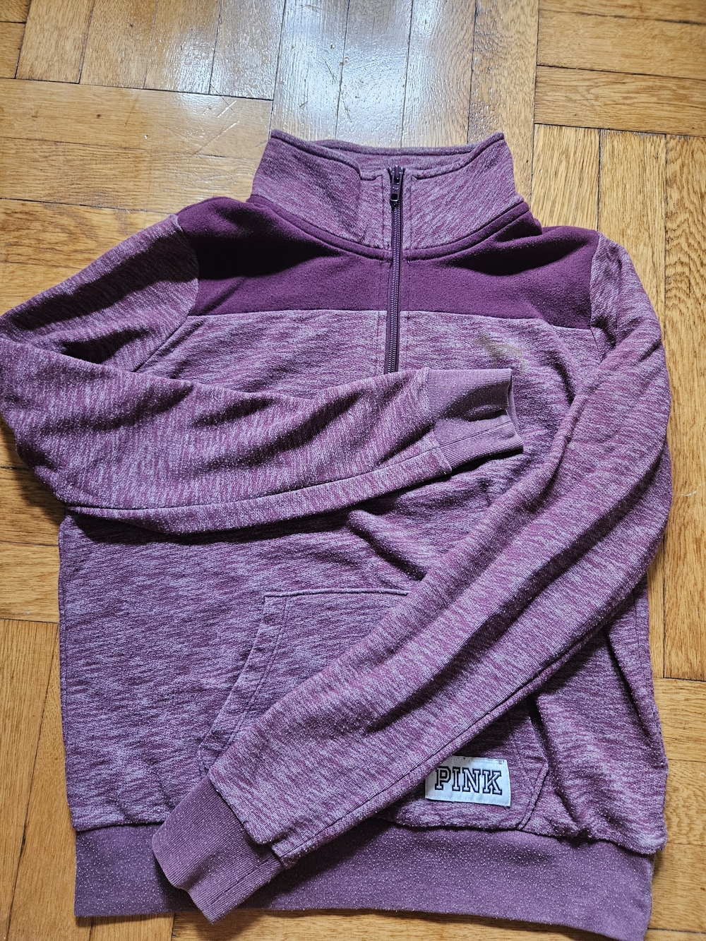PINK Victoria's Secret Plum Heather Quarter-Zip Pullover Sweater